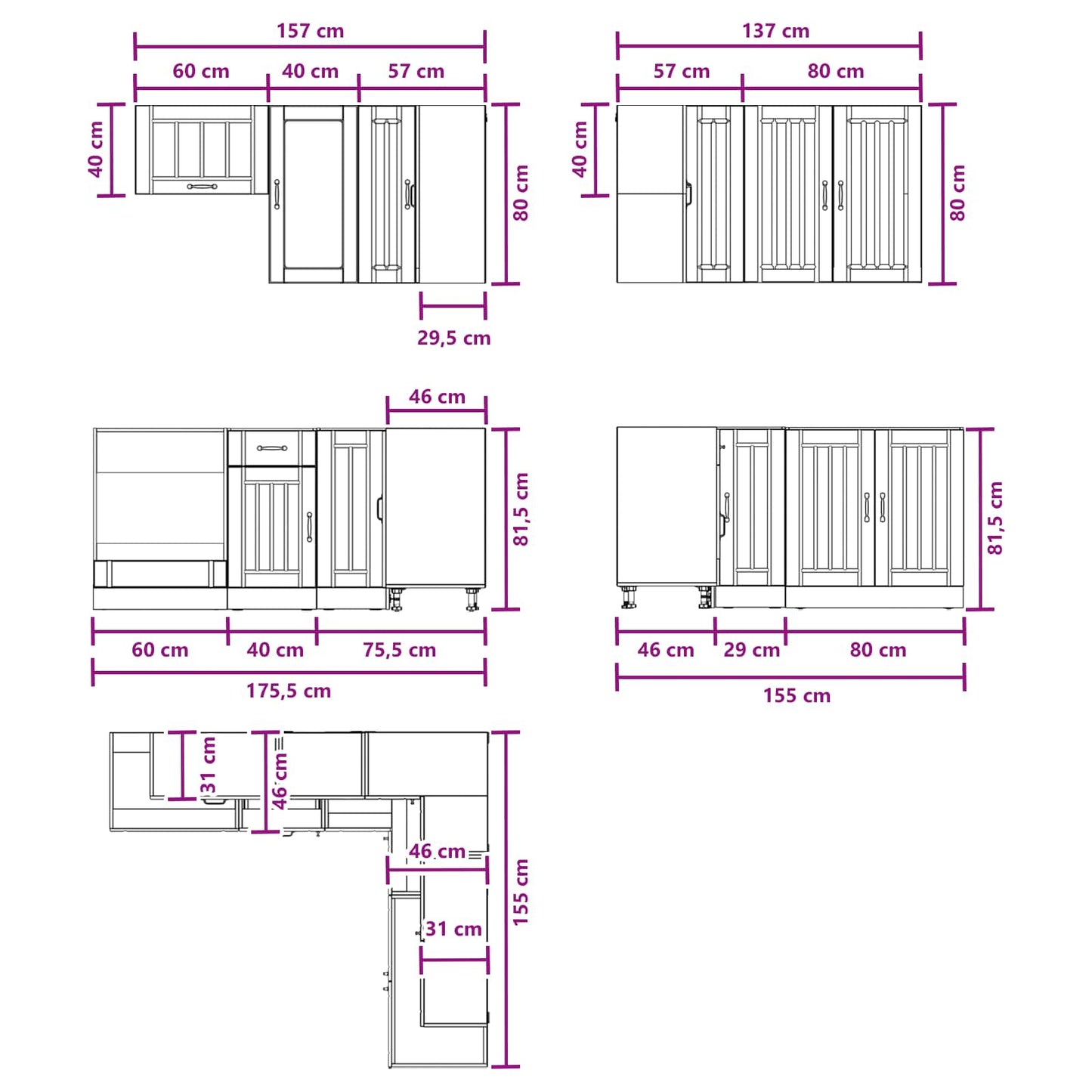 vidaXL Kitchen Unit LUCCA 8 pcs Grey Sonoma Engineered Wood