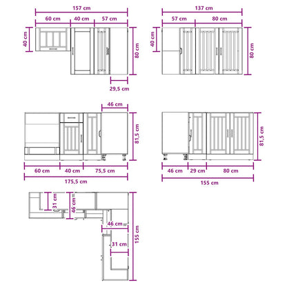 vidaXL Kitchen Unit LUCCA 8 pcs Grey Sonoma Engineered Wood