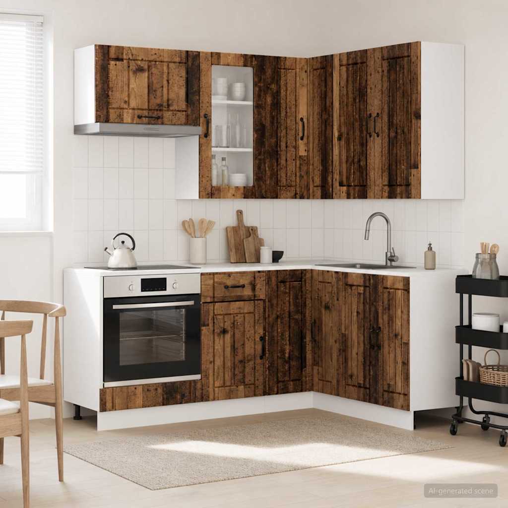 vidaXL Kitchen Unit LUCCA 8 pcs Old Wood Engineered Wood