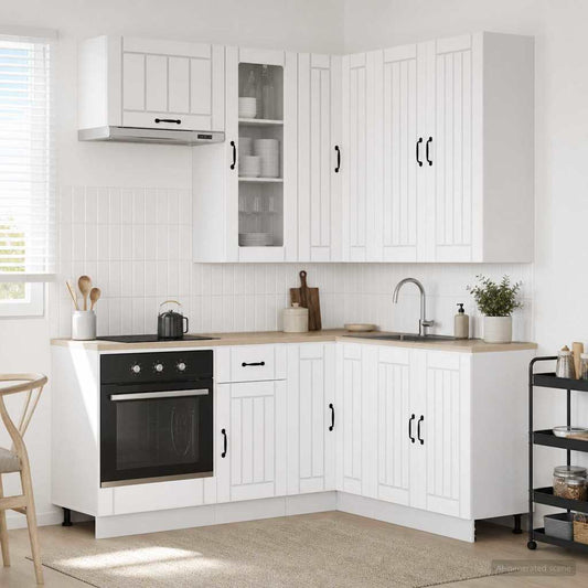 vidaXL Kitchen Unit LUCCA 8 pcs White Engineered Wood