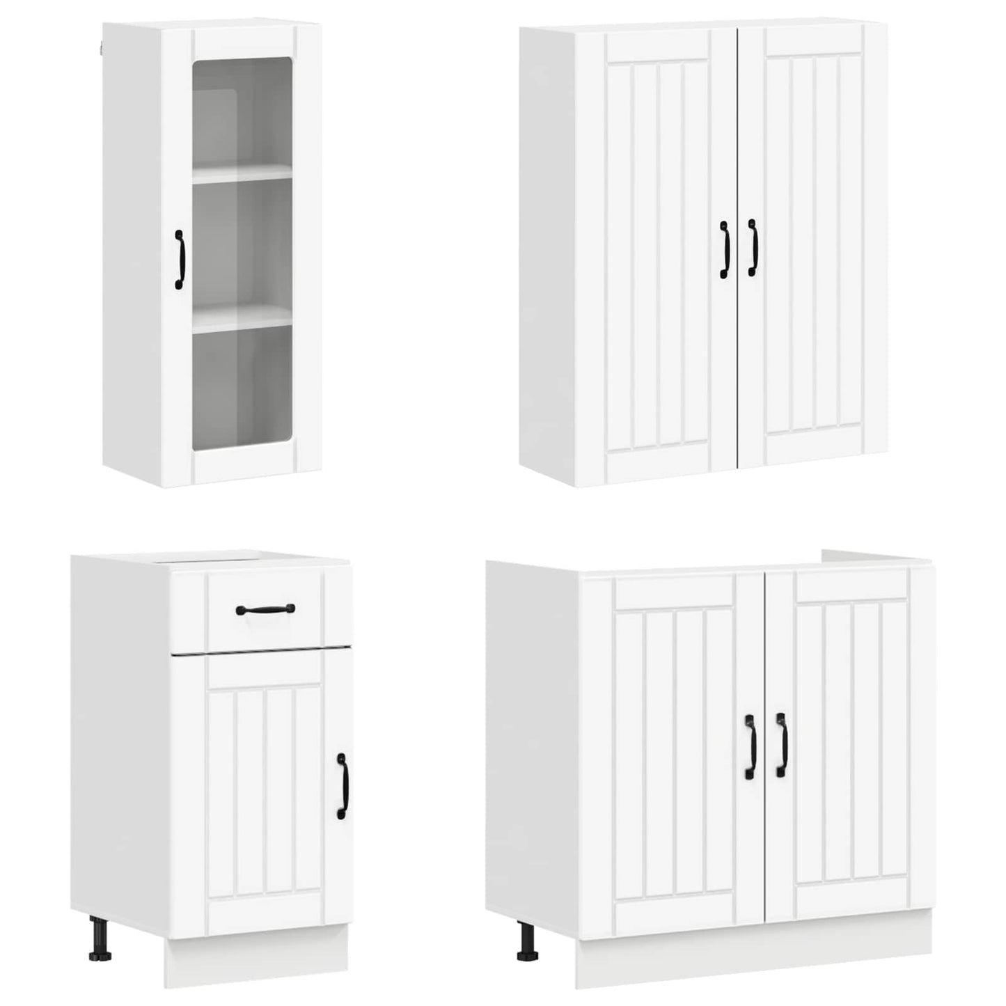 vidaXL Kitchen Unit LUCCA 8 pcs White Engineered Wood