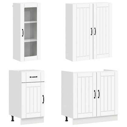 vidaXL Kitchen Unit LUCCA 8 pcs White Engineered Wood