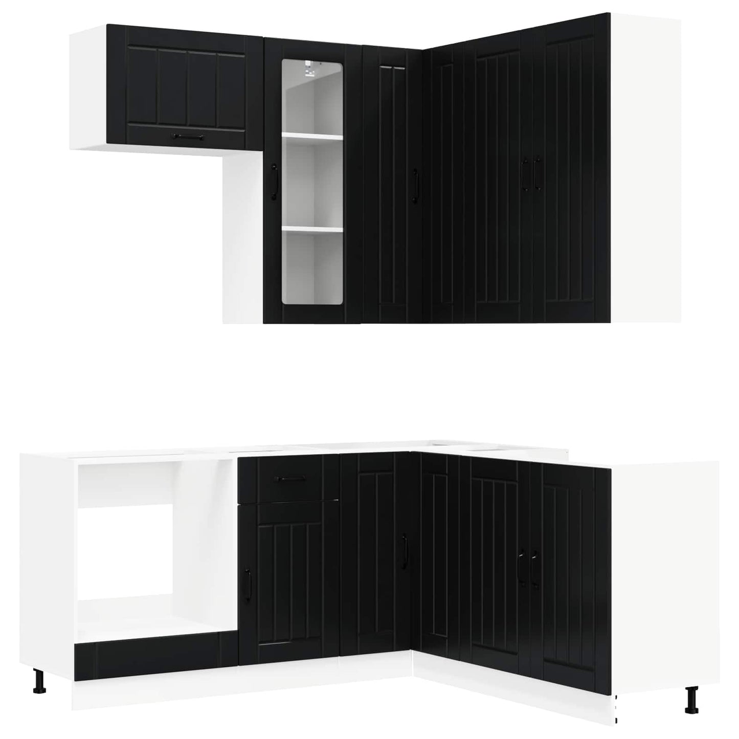 vidaXL Kitchen Unit LUCCA 8 pcs Black Engineered Wood