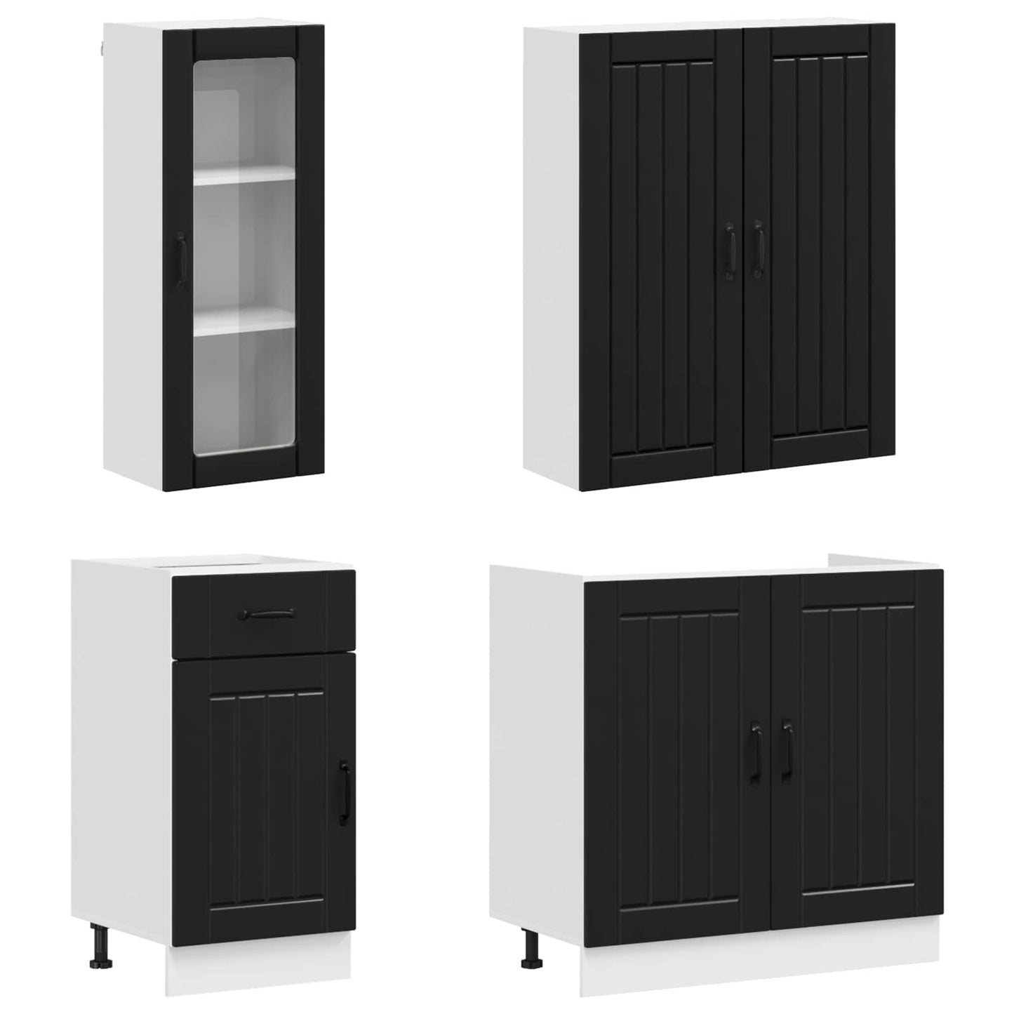 vidaXL Kitchen Unit LUCCA 8 pcs Black Engineered Wood