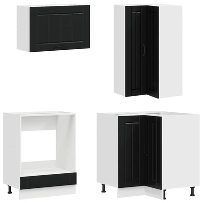vidaXL Kitchen Unit LUCCA 8 pcs Black Engineered Wood