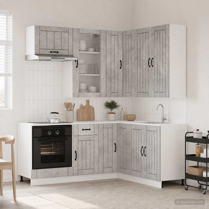 vidaXL Kitchen Unit LUCCA 8 pcs Concrete Grey Engineered Wood