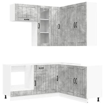 vidaXL Kitchen Unit LUCCA 8 pcs Concrete Grey Engineered Wood