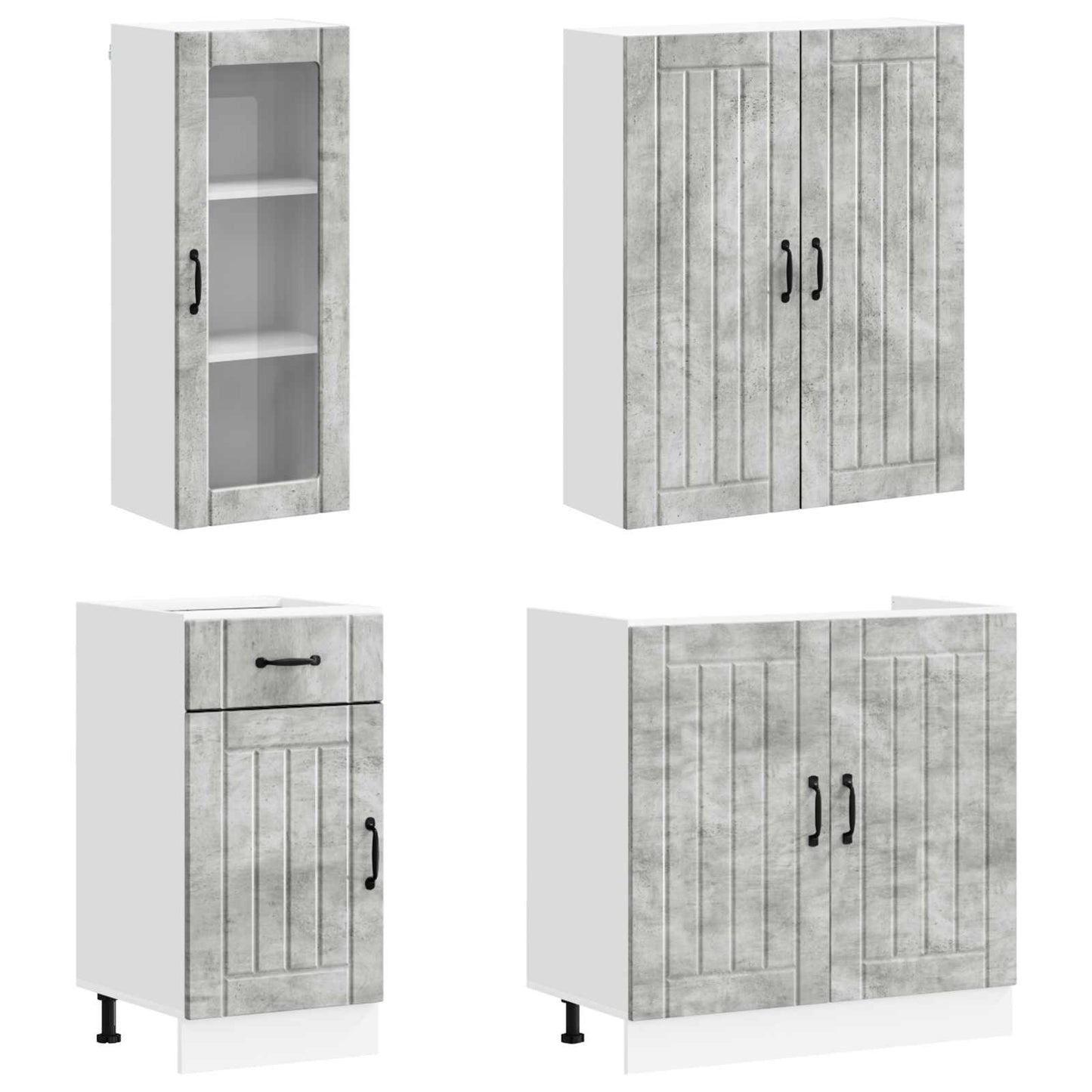 vidaXL Kitchen Unit LUCCA 8 pcs Concrete Grey Engineered Wood