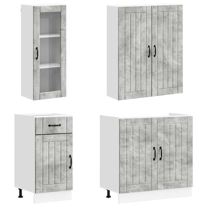 vidaXL Kitchen Unit LUCCA 8 pcs Concrete Grey Engineered Wood