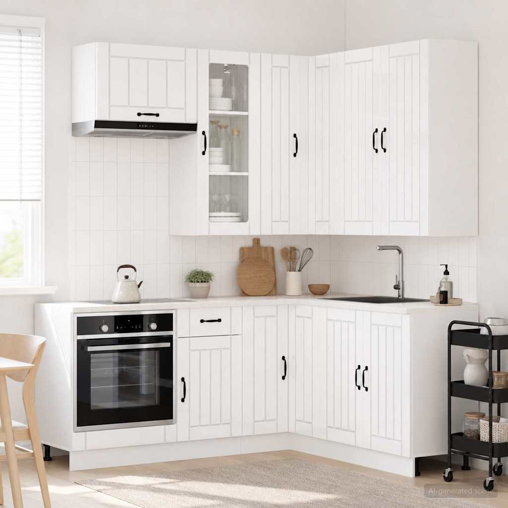 vidaXL Kitchen Unit LUCCA 8 pcs High Gloss White Engineered Wood