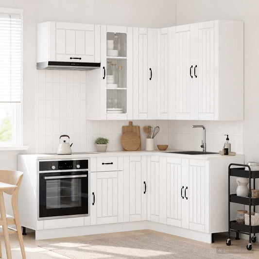 vidaXL Kitchen Unit LUCCA 8 pcs High Gloss White Engineered Wood