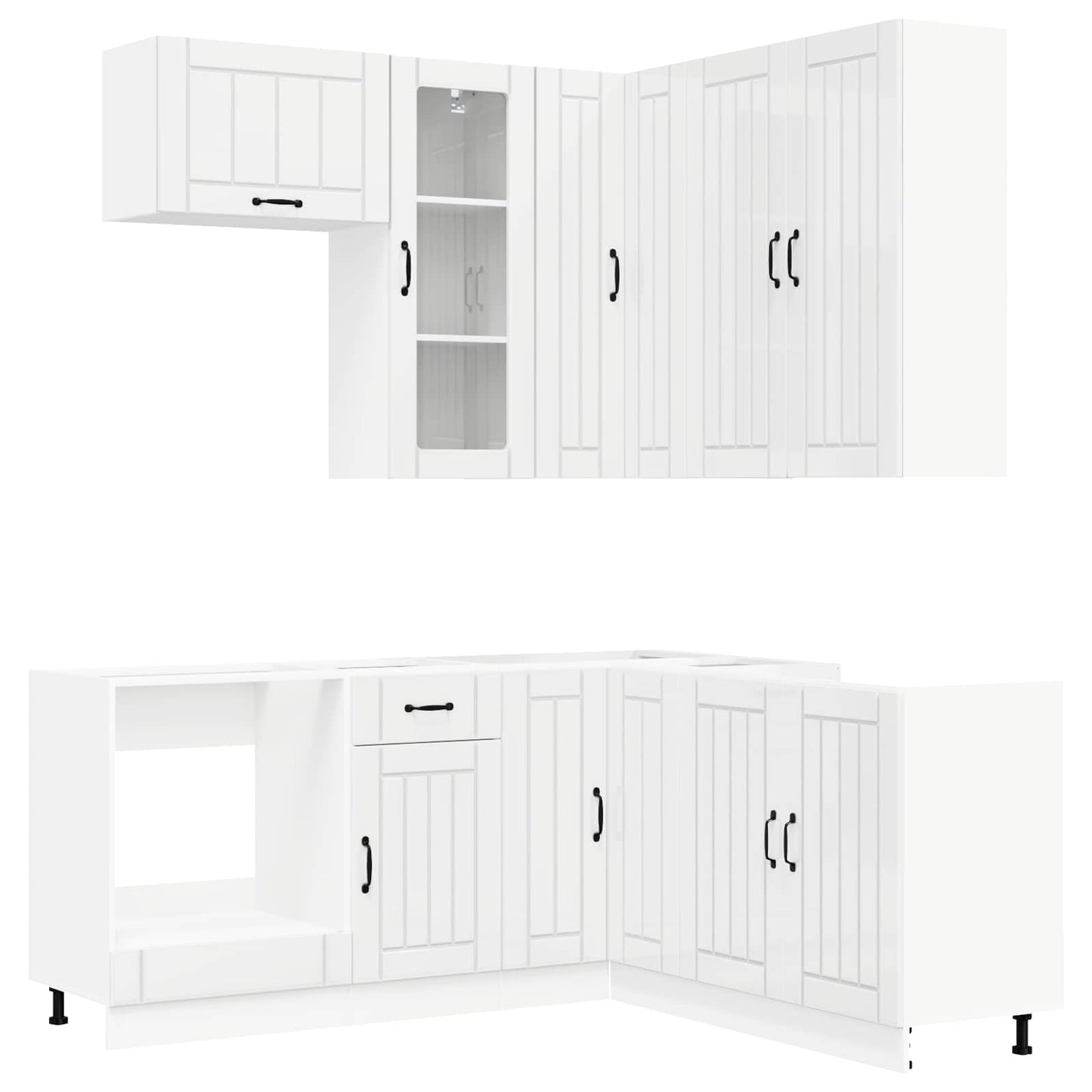vidaXL Kitchen Unit LUCCA 8 pcs High Gloss White Engineered Wood