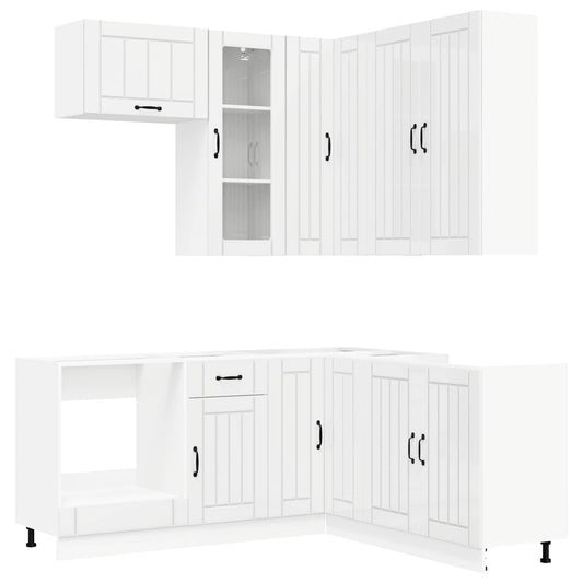 vidaXL Kitchen Unit LUCCA 8 pcs High Gloss White Engineered Wood