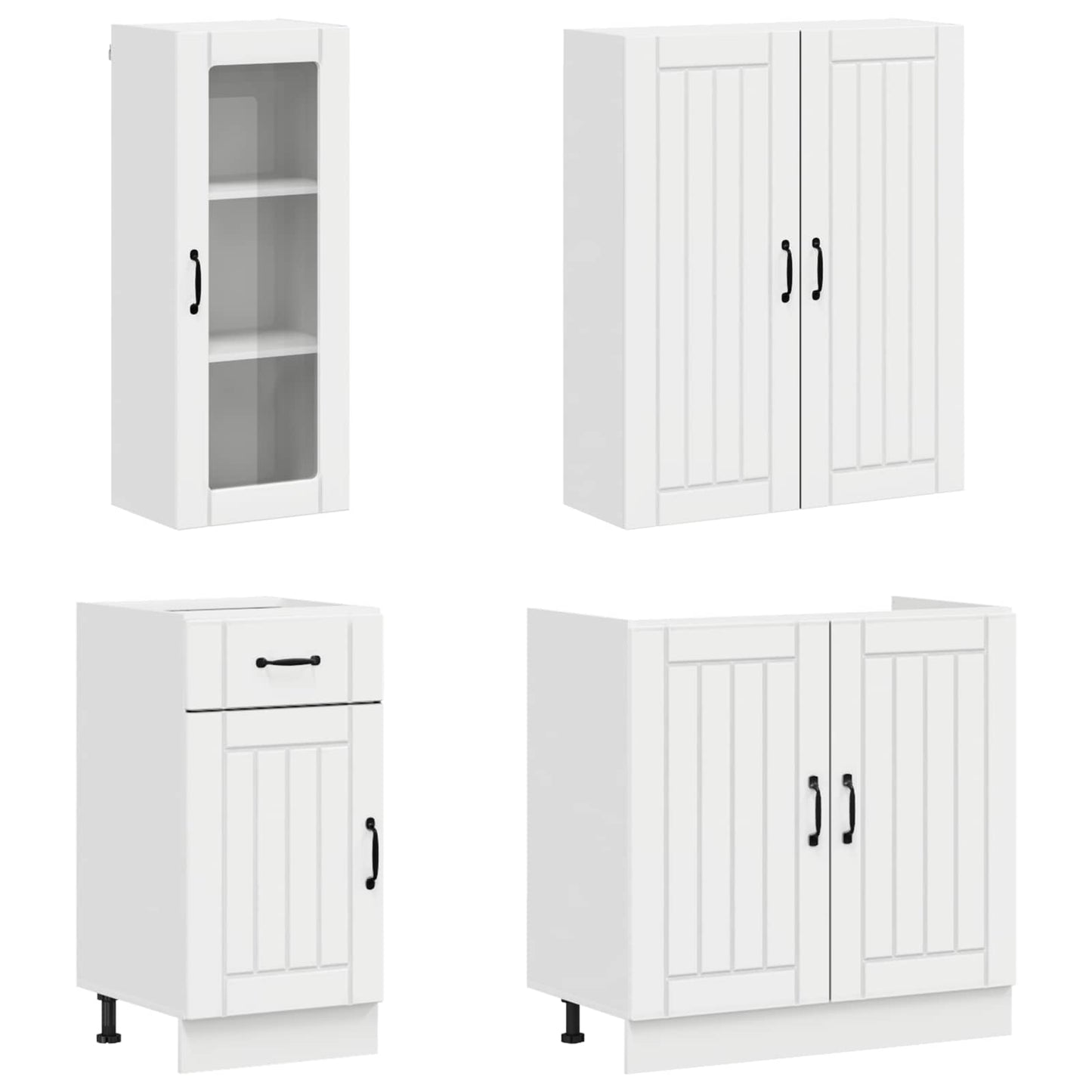 vidaXL Kitchen Unit LUCCA 8 pcs High Gloss White Engineered Wood