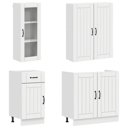 vidaXL Kitchen Unit LUCCA 8 pcs High Gloss White Engineered Wood