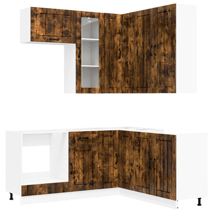 vidaXL Kitchen Unit LUCCA 8 pcs Smoked Oak Engineered Wood