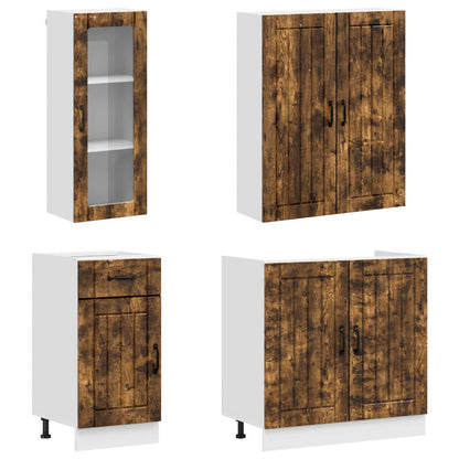 vidaXL Kitchen Unit LUCCA 8 pcs Smoked Oak Engineered Wood