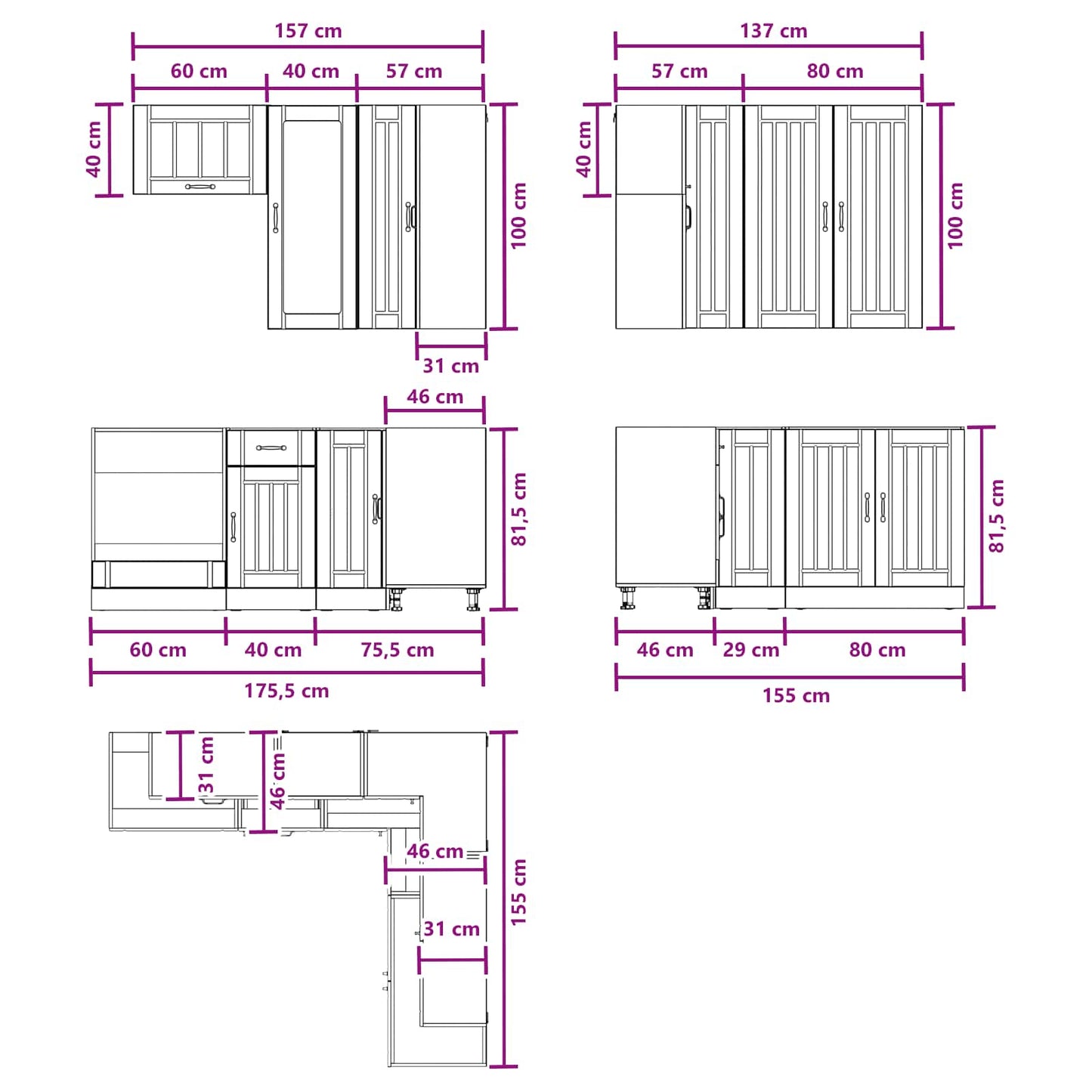 vidaXL Kitchen Unit LUCCA 8 pcs Smoked Oak Engineered Wood