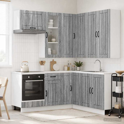 vidaXL Kitchen Unit LUCCA 8 pcs Grey Sonoma Engineered Wood