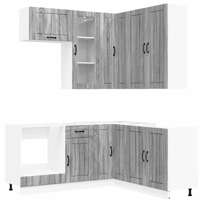 vidaXL Kitchen Unit LUCCA 8 pcs Grey Sonoma Engineered Wood