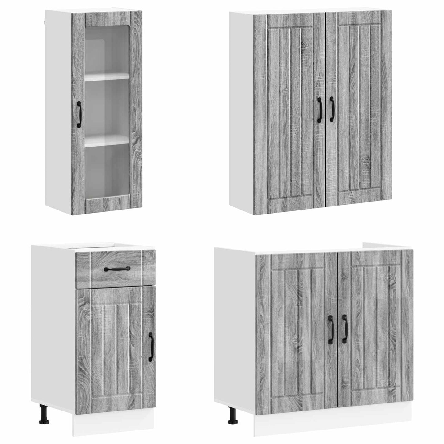 vidaXL Kitchen Unit LUCCA 8 pcs Grey Sonoma Engineered Wood