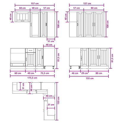 vidaXL Kitchen Unit LUCCA 8 pcs Grey Sonoma Engineered Wood
