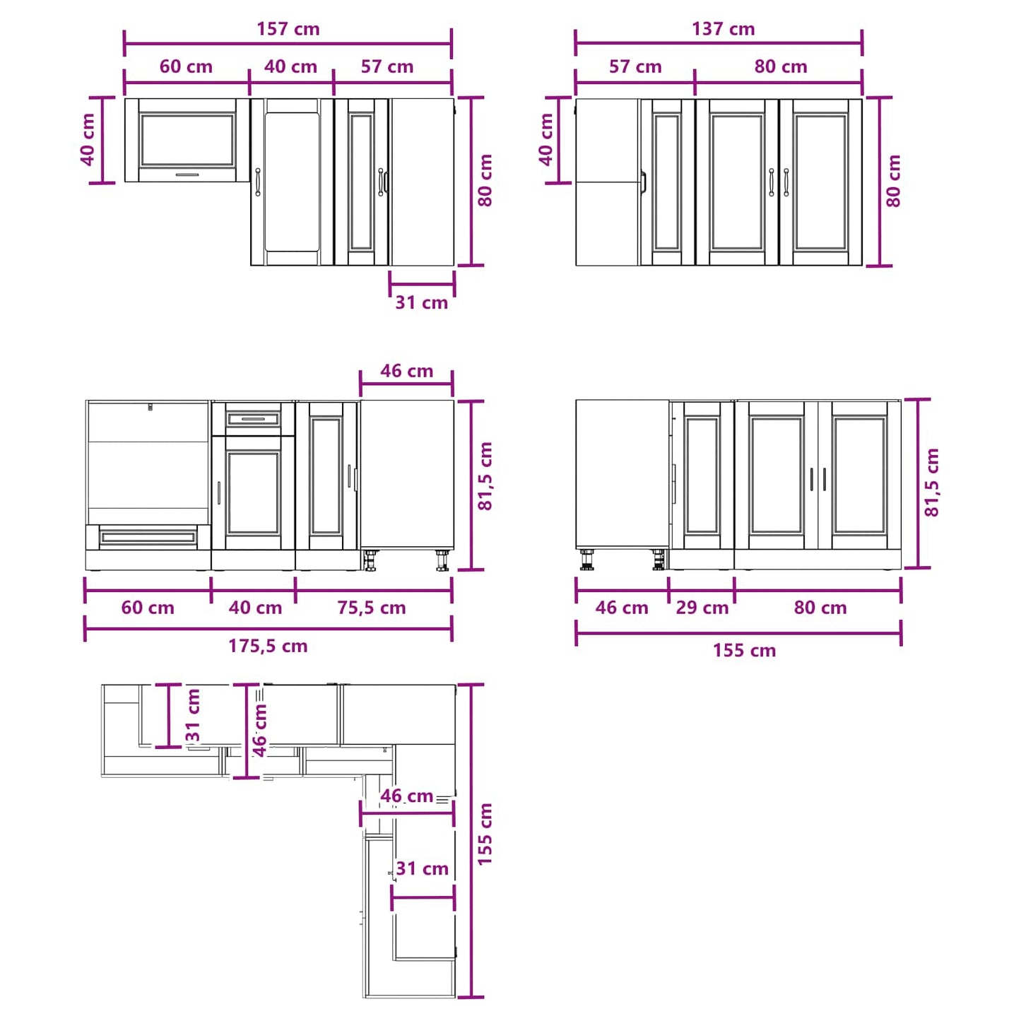 vidaXL Kitchen Unit PORTO 8 pcs Sonoma Oak Engineered Wood