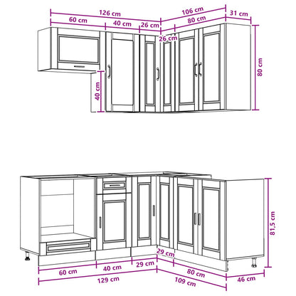 vidaXL Kitchen Unit PORTO 8 pcs Sonoma Oak Engineered Wood