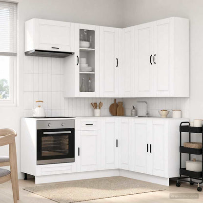 vidaXL Kitchen Unit PORTO 8 pcs White Engineered Wood