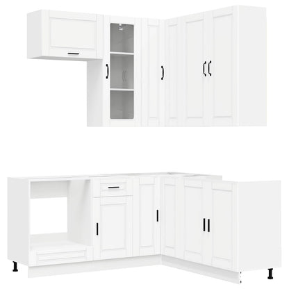 vidaXL Kitchen Unit PORTO 8 pcs White Engineered Wood