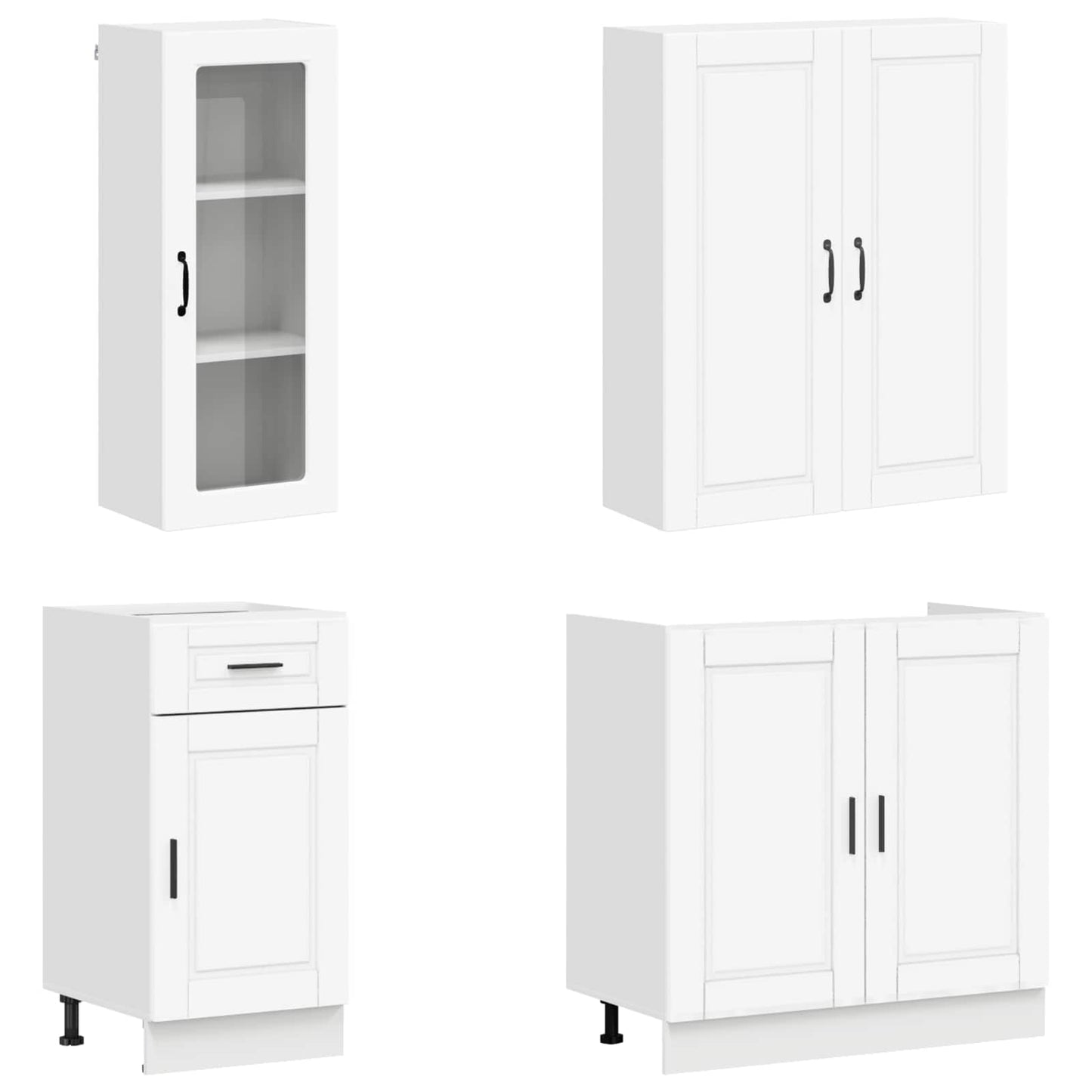 vidaXL Kitchen Unit PORTO 8 pcs White Engineered Wood