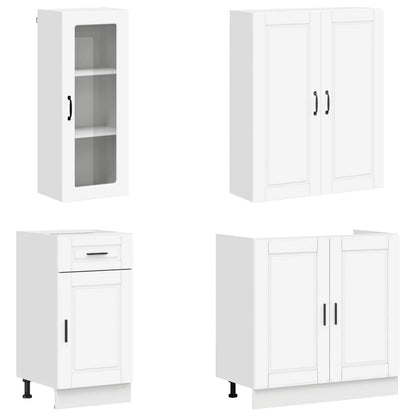 vidaXL Kitchen Unit PORTO 8 pcs White Engineered Wood