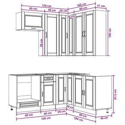 vidaXL Kitchen Unit PORTO 8 pcs White Engineered Wood