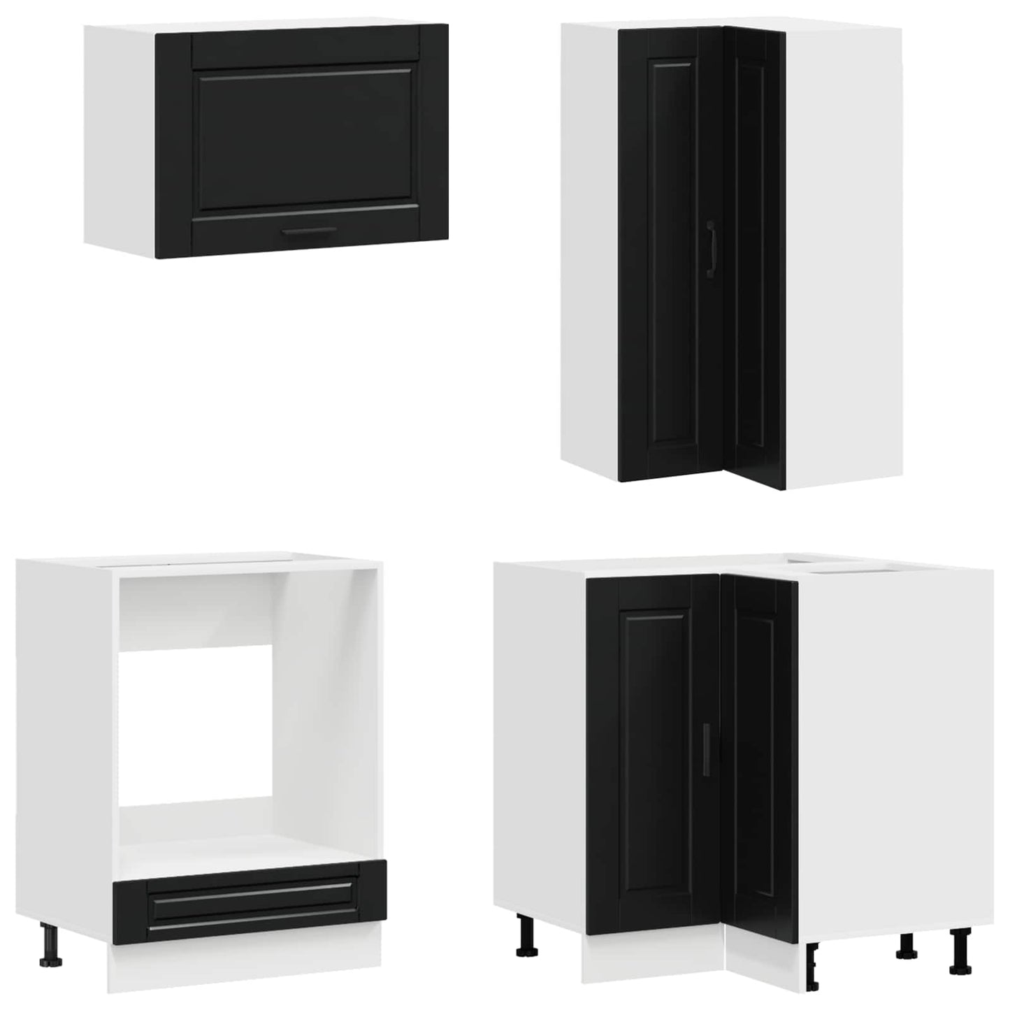 vidaXL Kitchen Unit PORTO 8 pcs Black Engineered Wood