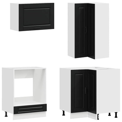 vidaXL Kitchen Unit PORTO 8 pcs Black Engineered Wood