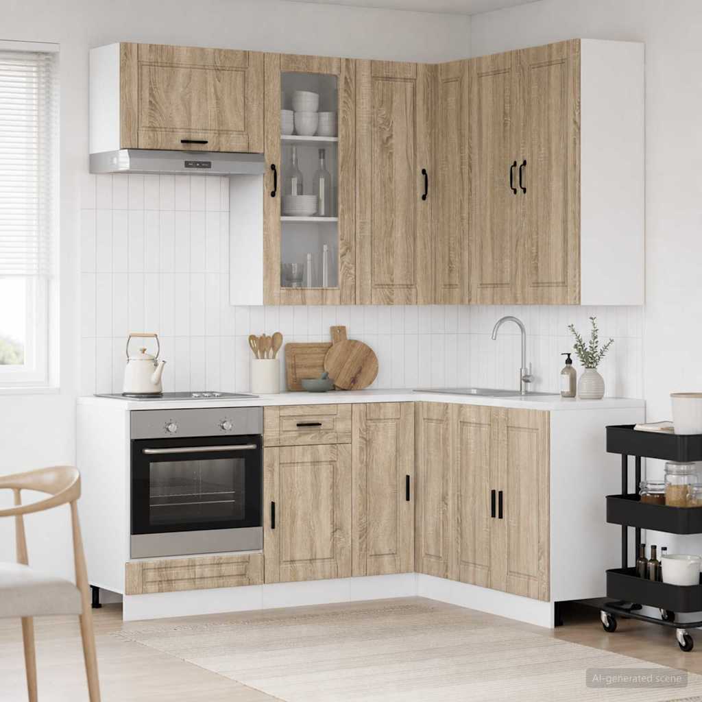 vidaXL Kitchen Unit PORTO 8 pcs Sonoma Oak Engineered Wood
