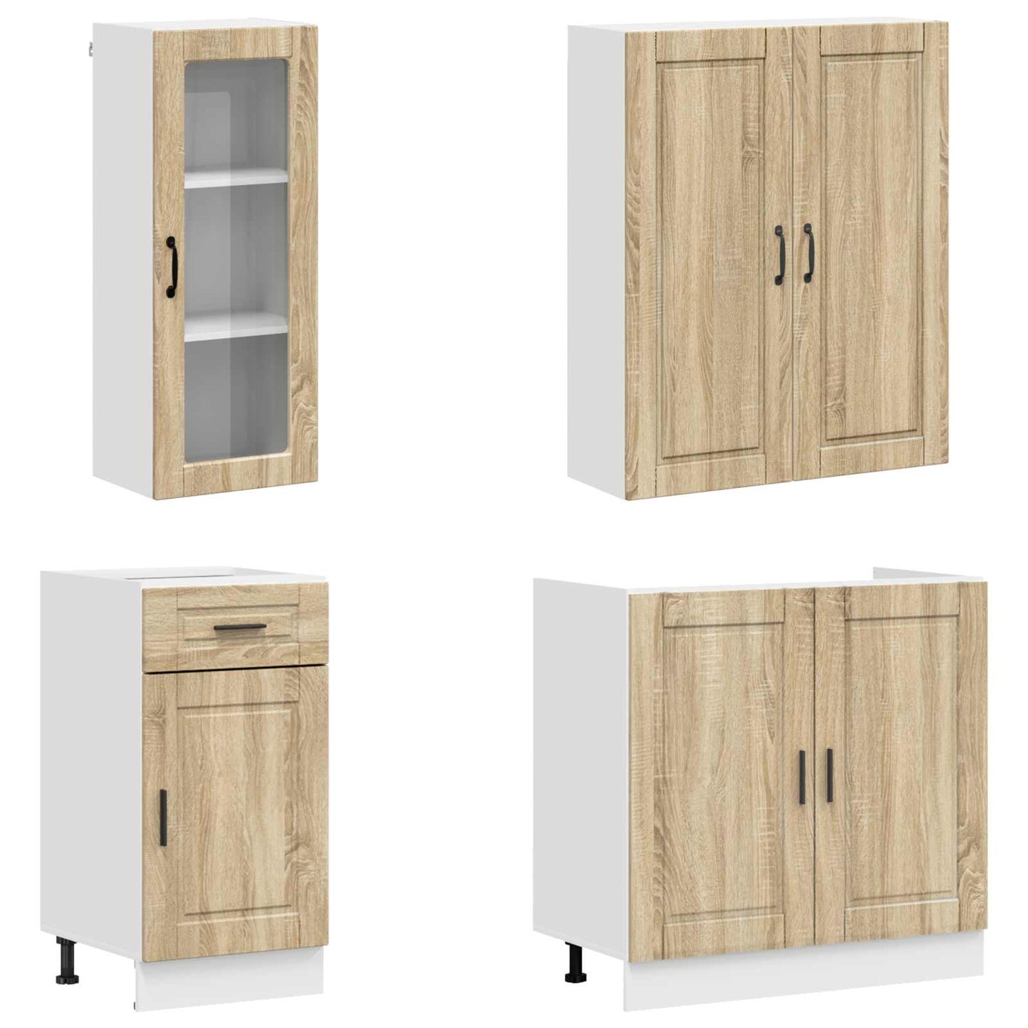 vidaXL Kitchen Unit PORTO 8 pcs Sonoma Oak Engineered Wood
