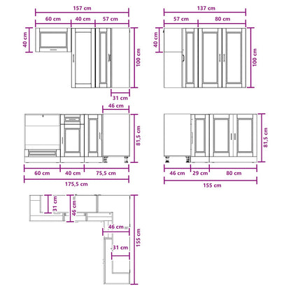 vidaXL Kitchen Unit PORTO 8 pcs Sonoma Oak Engineered Wood