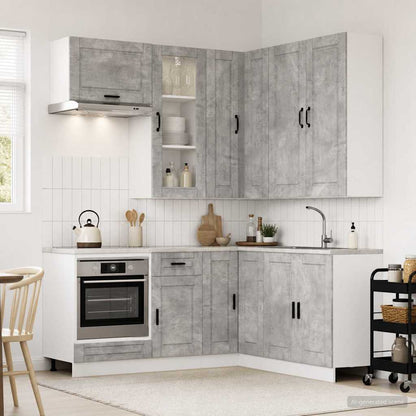 vidaXL Kitchen Unit PORTO 8 pcs Concrete Grey Engineered Wood