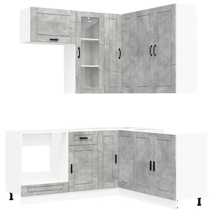 vidaXL Kitchen Unit PORTO 8 pcs Concrete Grey Engineered Wood