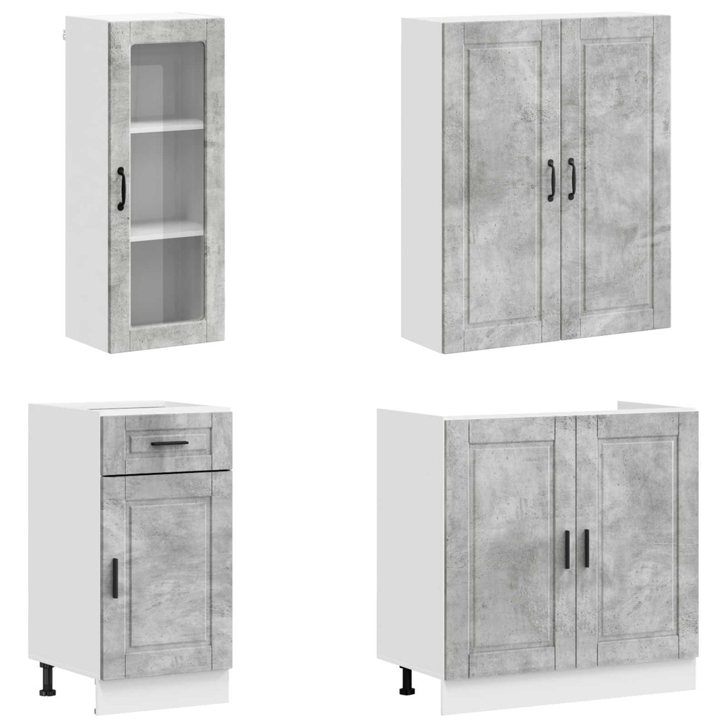 vidaXL Kitchen Unit PORTO 8 pcs Concrete Grey Engineered Wood