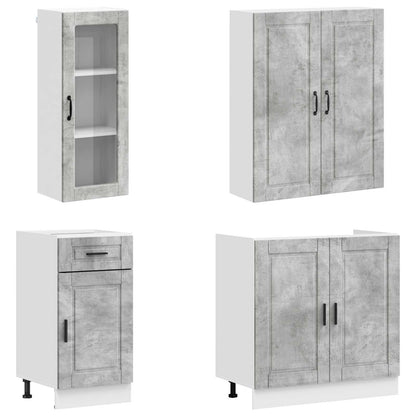 vidaXL Kitchen Unit PORTO 8 pcs Concrete Grey Engineered Wood