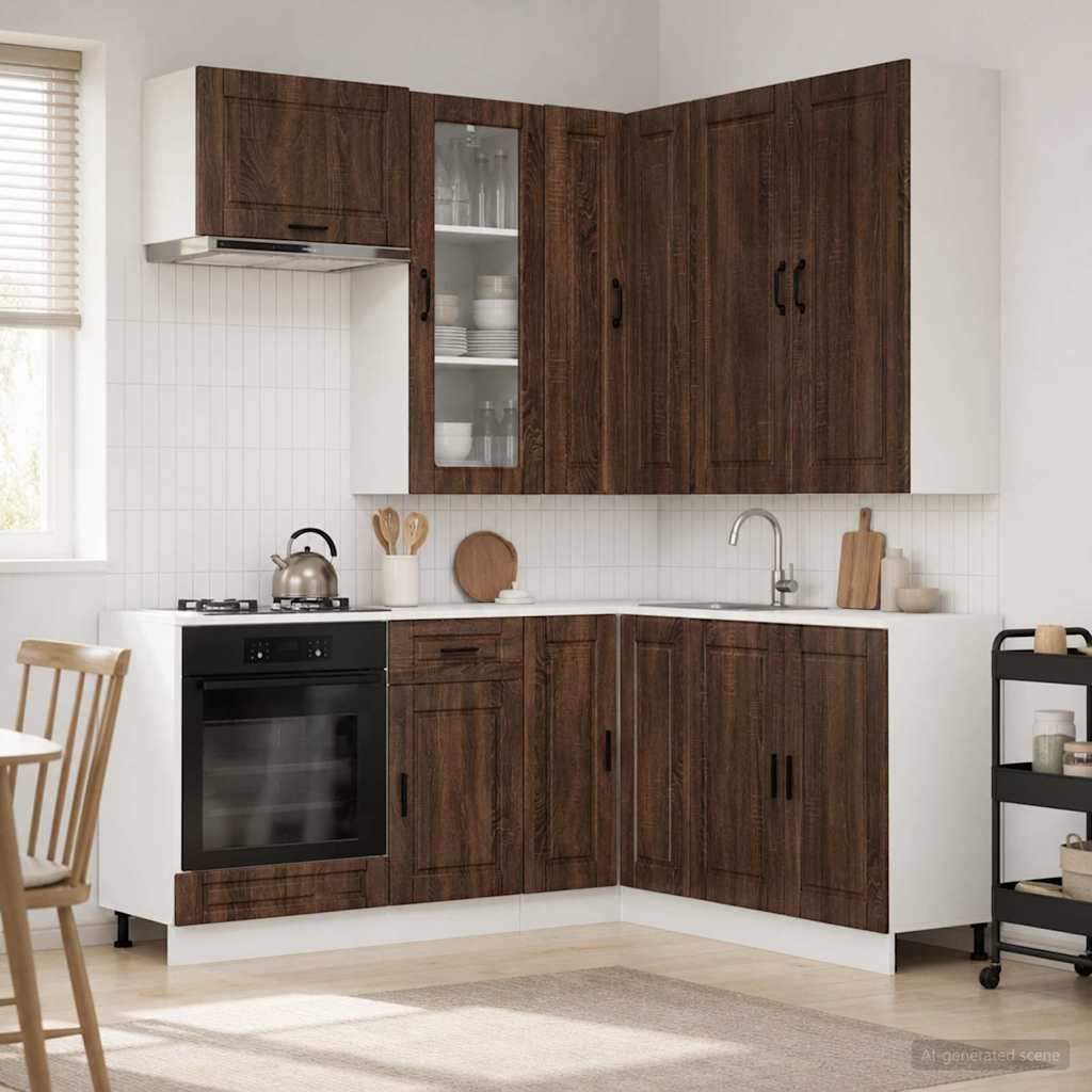 vidaXL Kitchen Unit PORTO 8 pcs Brown Oak Engineered Wood