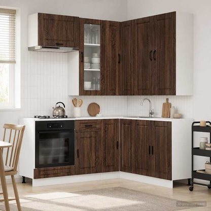 vidaXL Kitchen Unit PORTO 8 pcs Brown Oak Engineered Wood