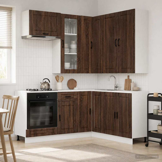 vidaXL Kitchen Unit PORTO 8 pcs Brown Oak Engineered Wood