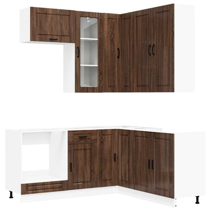 vidaXL Kitchen Unit PORTO 8 pcs Brown Oak Engineered Wood