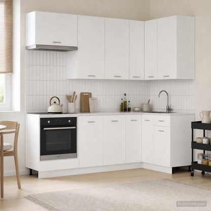 vidaXL Kitchen Unit LYON 8 pcs White Engineered Wood