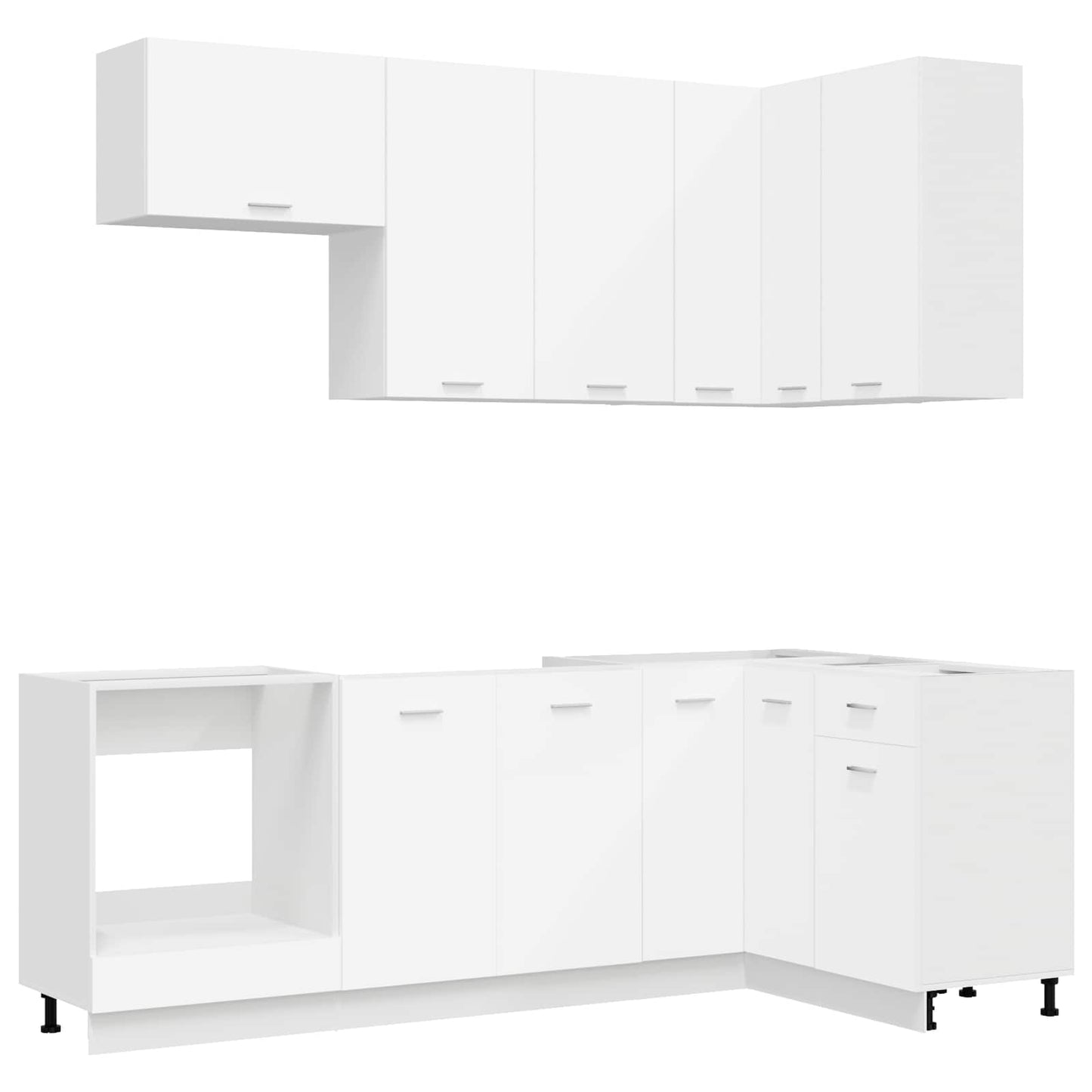 vidaXL Kitchen Unit LYON 8 pcs White Engineered Wood