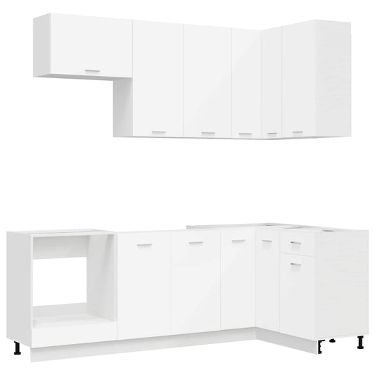 vidaXL Kitchen Unit LYON 8 pcs White Engineered Wood