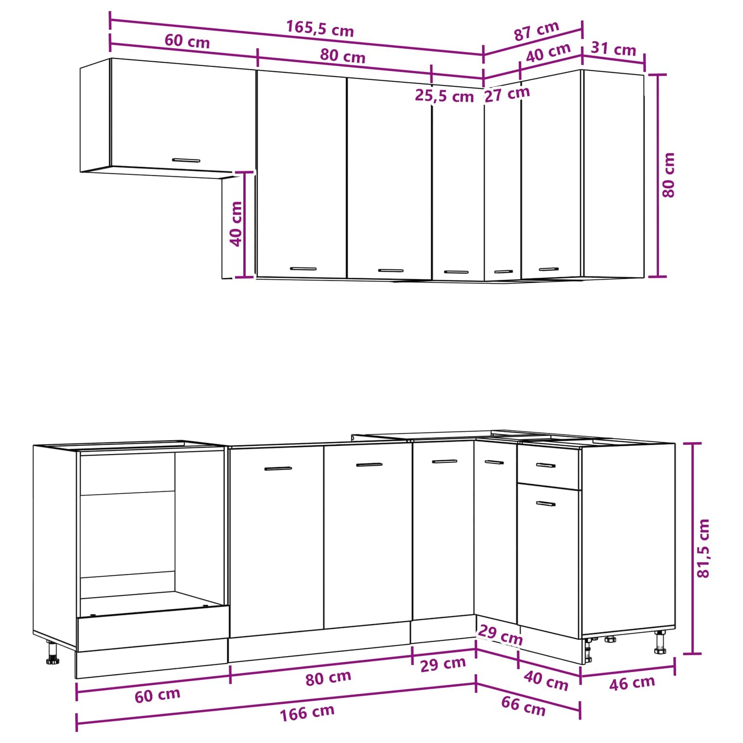 vidaXL Kitchen Unit LYON 8 pcs White Engineered Wood